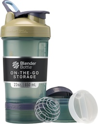BlenderBottle Shaker fľaša s pilulkou Organizátor a skladovanie pre proteínový prášok, Classic V2 ProStak System, 22-Ounce, Tan