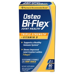 Osteo Bi-Flex Triple sila [55] s vitamínom D Glukozamín Chondroitín Spoločné zdravotné doplnky, obalené tablety, 80 Počet