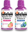 Bluebonnet Nutrition Liquid Calcium Citrate Magnézium Citrate, Vitamín D3- Bundle of Blueberry flavor and Jahodová príchuť, 2 fľaša 16 Fl Oz Each (32 Fl Oz celkom)
