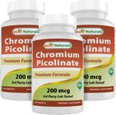 Najlepšie prírodné chróm pikolinát 200 μg 240 tabliet (240 Počet (Pack of 3))