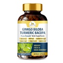 Organické Veda Ginkgo Biloba Turmerica Bacopa Brain Supplement for Memory, Mood & Focus with Ashwagandha - Koncentrácia, Energy & Brain Booster, zdravé kĺby a podpora obehu - 60 Vegan Kapsule