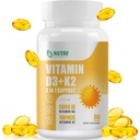 Vitamín D3 K2 s MCT olejom, vitamín D3 5000 IU a K2 100mcg, Formula 2 v 1 pre zdravie kostí a srdca, bez lepidla - 60 Gróf Softgels
