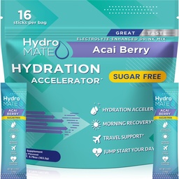 Powder Electrolyte Hydratačné balíčky bez cukru Acai Berry HydroMATE 16 Sticks
