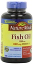 Nature Made Fish Oil 1200mg, 360mg Omega-3 100 Liquid Softgels (3 Balenie)