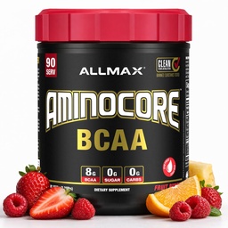 ALMMAX Nutrition AMINOCORE BCAA, Fruit Punch - 945 g prášok - 8.18 Grams rozvetvených Amin Amin Acids per Serving - s B vitamínmi - bez výplne alebo non-BCAA Aminos - bez cukru - 90 Servings