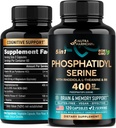 Fosfatidylserín 400 mg s L-teanínom, horčíkom a vitamínom B6, Rhodiola Rosea - Podpora mozgu, pamäte a zaostrenia - Certified Non-GMO, prirodzene odvodené a biologicky dostupné - Made in USA - 120 Сapsules