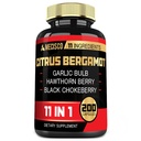 11in1 Citrus Bergamot Supplement 1000mg s Olive Leaf, Hawthorn Berry, Guggul, Cesnak, a viac - Podpora imunita, obehový systém a celkové zdravie - 200 Kapsule