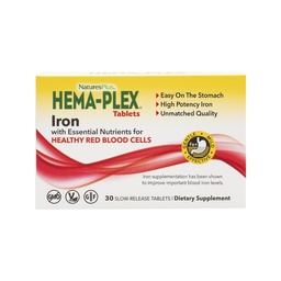 PrírodaPlus Hema-Plex Železo - 30 Tablety s pomalým prepúšťaním - 85 mg oneskoreného železa - celkové zdravie krvi - s vitamínom C a bioflavonoidmi - Non GMO, vegetariánske a bezlepkové - 30 porcií