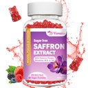 Šafranové Gummy, 10 v 1 Šafran Doplnky Gummy s horčíkom, Ashwagandha a Rhodiola Rosea, Sugar Free Vegan Mixed Berry Flavor - 60Cts