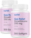 Curist Gas Relief Simeticone 2 Balenie - 250 mg Softgels (600 gróf) Digestívna úľava, Bloating Relief & Anti flatulencia Plynové pilulky pre dospelých pomáha Plyn a Bloating Relief (600 Softgels)