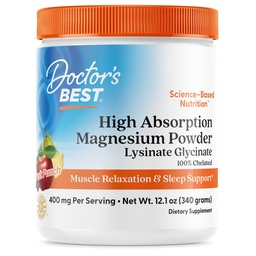 Lekári Najlepšie vysoká absorpcia Magnézium prášok Lysinát Glycinát 100% oneskorený, Svalová relaxácia a podpora spánku, Gluten Free, Vegan, 100% oneskorený Net Wt. 12,1 oz (340 gramov), Ovocie Punch Flavor