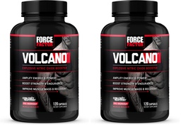 Force Factor Volcano Pre cvičenie Oxid oxidu dusnatého Booster doplnok pre mužov s kreatínom a L- Citrulín Boost a energie, pomôcť budovať svalovú hmotu, lepšie čerpadlo a cvičenie, 120 kapsule (Stock of 2)