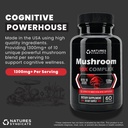 Supplement Mushroom Complex - Natural Brain Nootropic for Cognitive Wellness, Clarity, Focus, Memory & Immune System Support, 10 Mushrom Cordyceps, Reishi, Lions Mane, Turkey chvost