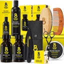 The Beard Club Premium Bradavice Kit pre mužov - Grooming & Care Kit - Cedar & Sandalwood Oil, Sandalwood Balm, Shampoo, Brush, Comb, Trimming Nožnice, Straight Edge Razor - Darčeková sada