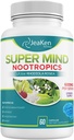 Super myseľ - Nootropics Cognitive Enhancer - Mozog Boost doplnok s prírodnými zložkami - Bacopa Monnieri - Rhodiola Rosea - Ginkgo Biloba - Vitamín B12-60 Vegan Kapsule vyrobené v USA