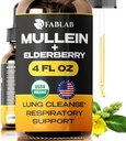 FabLab Mullein Leaf Extract s bazami 4 Fl Oz - Made in USA - Drops for Better Lung - Mullein Tinture for Lung Detox - Bronchial Cleanse for Smokers - Respiratory Herbal Supplement