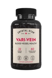 Crystal Star Vari-Vein (60 Kapsule) - Bylinné circulation Suplement for Varicose Veins & Spider Veins Treatment - Witch Hazel, Butcher