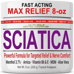 Ischias Nerve krém - maximálna sila Komfort krém pre nohy, ruky, nohy, prsty, späť - prírodné Ultra sila Arnica, MSM, Menthol, upokojujúce komfort, veľké 8 Oz