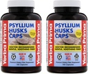 Yerba Prima Psyllium Husks Caps 180 caps (Pack of 2) - Prírodné vlákna Supplement and Colon Cleanse - Gut Health - Non-GMO Gluten Free