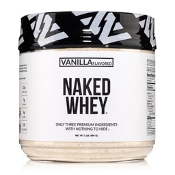 Naked Vanilla Srvátkový proteín 1Lb, Iba 3 zložky, Všetky prírodné trávy Fed Srvátkový proteín prášok + Vanilla + Kokosový cukor - bez GMO, sója, lepok zadarmo. Pomoc svalového rastu, 12 Servisov