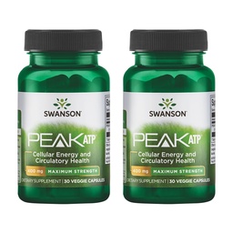 Swanson Maximum Strength Peak ATP-Natural Supplement Propagation Cellular Energy Support-Supports Fyzický výkon a podporuje zdravý krvný tok podporu-(30 Veggie Kapsule, 400mg Each) 2 Balenie