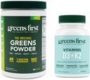 Greens First - Mincovňa - 30 Powder Greens Superfood, 49 Superfoods, 15+ Organic Fruit & Green, Dairy Free, Vegan & Non-GMO - 9.86 oz a D3+K2 Vitamíny, 60 Rastlinné kapsule