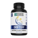 Zhou Driftoff - Príroda inšpirovaná pomoc pri spánku, Valerián Root & Melatonin pre spánok pre mužov a ženy, Pokojný spánkový doplnok pre dospelých s Gaba & harmanček relaxovať - 60 Veggie Kapsule