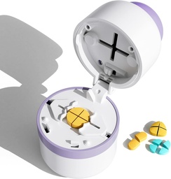 Pilulky Cutter - Pill Splitter s nerezovou oceľovou čepeľou pre rezanie malých pilulky alebo veľké pilulky v jednej štvrtej, Pill Cutter 1/4, Vhodné pre rezanie vitamínov, tablety (1-4 fialové)