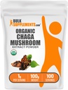 BulkSupplementments.com Organic Chaga Mushrom Extract Powder - Organic Chaga Powder, Mushroom Supplement - Gluten Free, 1g per Serving, 100g (3,5 oz) (Pack of 1)