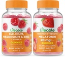 Životaschopný vápnik, horčík, zinok a vitamín D + melatonín 20 mg, Gummy Bundle - veľké ochutnávky, vitamínové doplnky, bez lepku, bez GMO, žuvacia Gummy