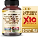 Nattokináza 5000FU Quercetin Red kvasinková ryža Hawthorn - Celková Wellness podpora - Made in USA