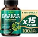 GriMed Kava Kava 19,700mg - X 15 Power with Ashwagandha Lemon Balm - Sila, Relax, Obnoviť, Pokoj - Made in USA (100 Počet (Pack of 1))