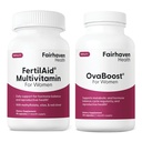 FertilAid pre ženy a ovaboost Combo, ženská plodnosť doplnok a prírodná plodnosť vitamín s Myo-Inositol, Vitex a vitamíny na podporu ovulácie, Cyklus Pravidelnosť a kvalita vajec, 1 mesiac dodávky