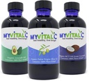 MyVitalC Combo organického extra panenského olivového oleja, MCT a avokádového oleja - ESS60 Antioxidant doplnok - pre anti-Aging, dlhovekosť, spánok, energia - balenie 3