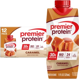 Premier Protein Shake, Caramel, 30g Protein, 11 fl oz, Balenie 12 (Backaging May Vary)