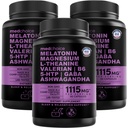 12-in-1 Melatonínové spánkové kapsule - prírodné pomôcky na spánok pre dospelých s melatonínom 5 mg a horčíkom glycinátom 500 mg, pomoc pri spánku s Ashwagandhou, L Theanine, Valerián koreň, GABA, 5-HTP (90ct, balenie po 3)