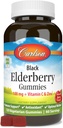Carlson - Black Elderberry Gummies, s vitamínom C a zinkom, Imunitná podpora, 120 Gummies