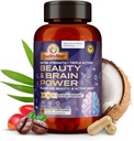 Beauty & Brain Power, Extra sila + Triple Action Brain Supplement, Kožné vitamíny pre bezchybnú krásu, Beauty & Brain zdravotné doplnky pre dospelých, 60 Vegetariánske kapsule