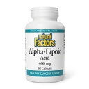 Prírodné faktory Alfa- Kyselina lipoová 400 mg, Podpora antioxidantu celého tela, 60 kapsúl