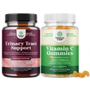 Bundle of D Mannose Kapsule od Urinary Tract Health for Women Fast Acting Super Concentrated Cranberry 90ct a Chewable Vitamin C Gummies pre dospelých - Halal Vitamín C Immune Support Gummies