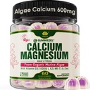Rastlinné kalcium Gummies 600 mg s vitamínom D3 K2, horčík, zinok pre kostnú silu, bezcukrové kalcium doplnky pre ženy a mužov (Certifikovaný Vegan) z udržateľných organických červených rias - 60 grófov