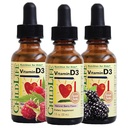 ČILDLIFE ESSIENTY Vitamín D3 kvapky - Vitamín D kvapky pre dojčatá, Baby Vitamín D kvapky, Tekutý vitamín D pre deti, Batoľatá 1-3, Deti, 500 IU na obsluhu - Natural Berry, 1 Fl Oz (Pack of 3)