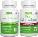Neurováhový zinok, horčík a vitamín B6 + čistý folát 400mcg Vegánová žľaba, sušený pikolinát zinočnatý 24 mg, bezoxidový horčík a vitamín B6 + optimalizovaný L-metylfolát, Igennus