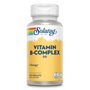 SOLARAY vitamín B komplex 50 mg - bunková energia Vitamíny - Metabolizmus a Nervová zdravotná podpora s vitamínom B12, vitamín B1, B6, niacín, kyselina listová, biotín a iné B vitamíny - Vegan, 100 VegCaps