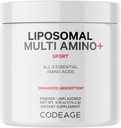 Codeage Lipozomálne Multi Amino Powder Supplement - BCAA & EAA Supplement All 9 Essential Amino Acides, Broded-Chain Amino Acid, Pre & Post Workout, Unflavred, Lipozomal Delivery, non-GMO, 6.15 oz
