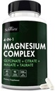 BioSchwartz Magnézium Complex Supplement (90 Kapsule) 350 mg Magnézium Glycinate Citrate Malate and Taurate per Serving for Healthy Nerves Muscleers Heart Sleep Support (Vegan, Gluten-Free, non-GMO)