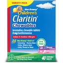 Clarititin Detská alergia, 24-hodinová non-Drowsy Loratadine 5 mg žuvacia tableta, Antihistaminikum pre deti vo veku 2 roky a staršie, Hroznové a bublinkové Gumové príchute, 40 tabliet