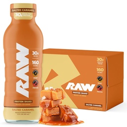 RAW Ready-to-Drink Protein Shake, Saled Caramel - RTD Protein Drinks with Grass-Fed Whey Protein Isolate for Post-Workout - Zero-Sugar & Gluten-Free Replacement Drink & Breakfast Shake, 12 Fl Oz