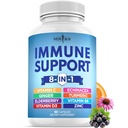 NEW AGE 8 in 1 Immune Support Booster Supplement with Echinacea, Vitamín C and Zinc 50mg, Vitamín D 5000 IU, Turmeric Curcumin & Ginger, B6, Ellowberry 60 count (Pack of 1)