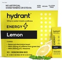 HYDRANT Energy Lemon Flavor 30 Stick Pack, Caffeine & L- Theanine Rýchla hydratácia Mix, Elektrolytová hydratačný prášok Pakety so zinkom